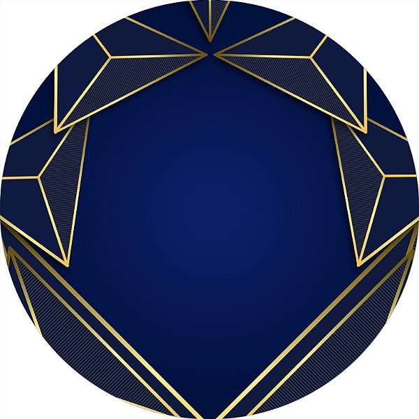 Painel de Festa em Tecido - Azul Geométrico Dourado