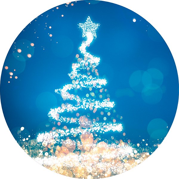 Painel de Festa em Tecido - Árvore Efeito Glitter Natal Azul