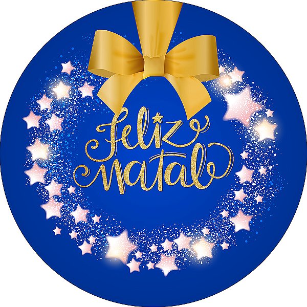 Painel de Festa em Tecido - Árvore de  Natal Azul Efeito Glitter Dourado 038
