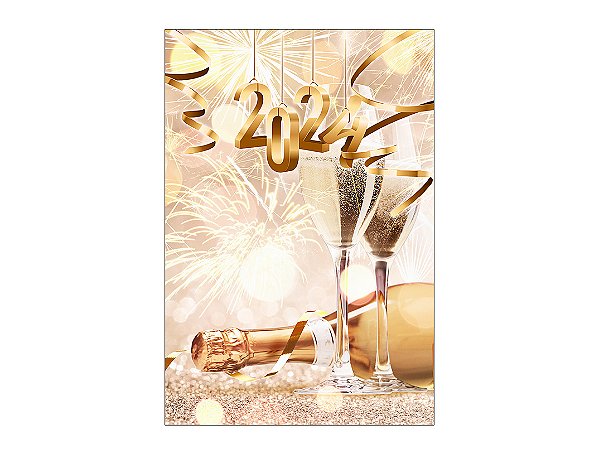 Painel De Festa 3d Vertical 1,50x2,20 - Novo Dourado Fogos 2024 - Via Cores  - Paineis de Festa