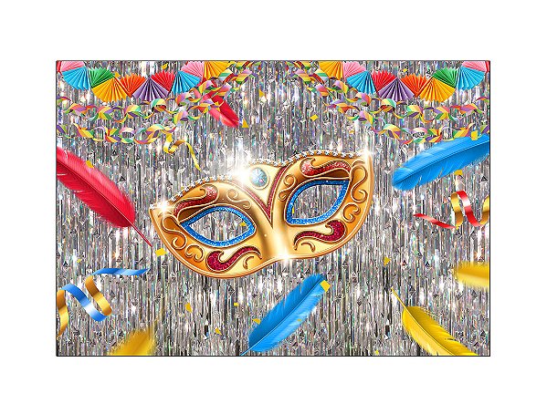 Fundo Fotográfico 2,20 X 1,50 - Carnaval Máscara no fundo Prata  040