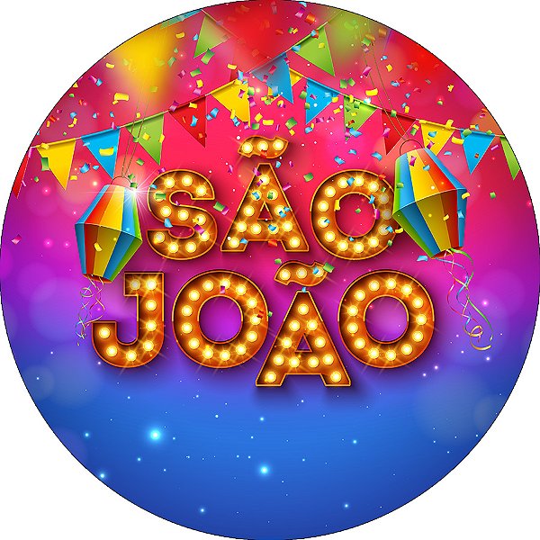 Painel De Festa Redondo 1,50x1,50 -São João Azul e Vermelho 027