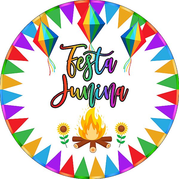 Painel De Festa Redondo 1,50x1,50 - Festa Junina Frame Colorido 030