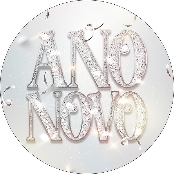 Painel De Festa Redondo 1,50x1,50 - Ano Novo Prateado 002