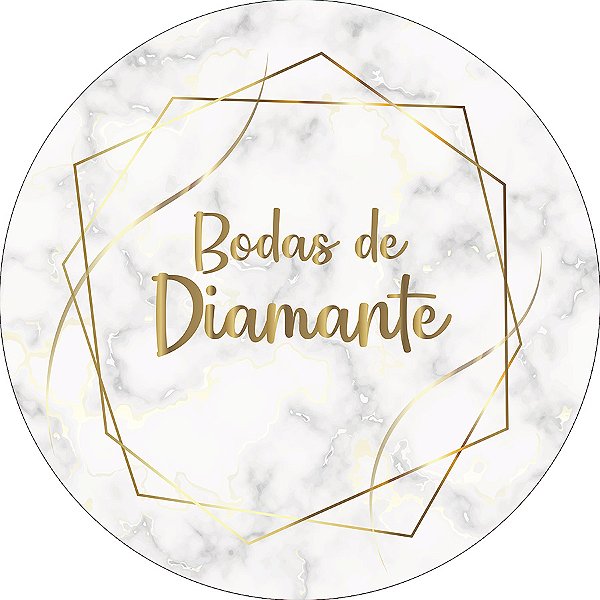 Painel De Festa Redondo 1,50x1,50 - Bodas de Diamente Geométrico Dourado 004