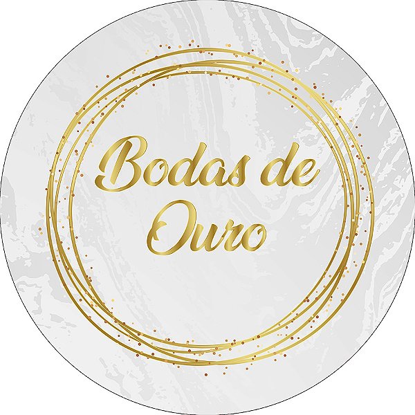 Painel De Festa Redondo 1,50x1,50 - Bodas de Ouro Frame Dourado 005