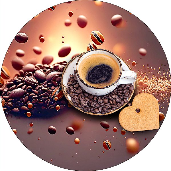 Painel De Festa Redondo 1,50x1,50 - Grãos de Café 009
