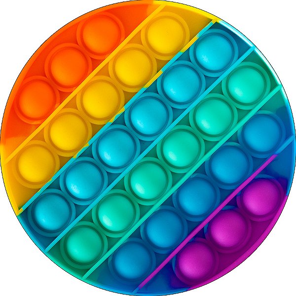 Painel De Festa Redondo 1,50x1,50 - Brinquedo Bolha Push Pop It 001