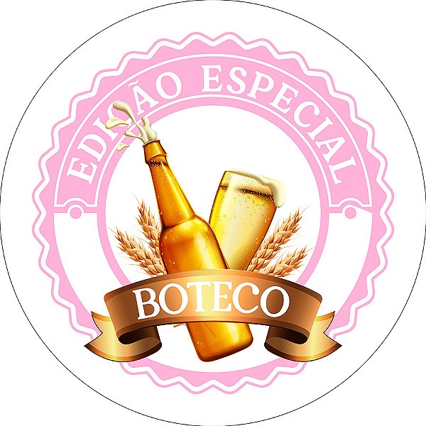 Painel De Festa Redondo 1,50x1,50 - Boteco Frame Rosa 015