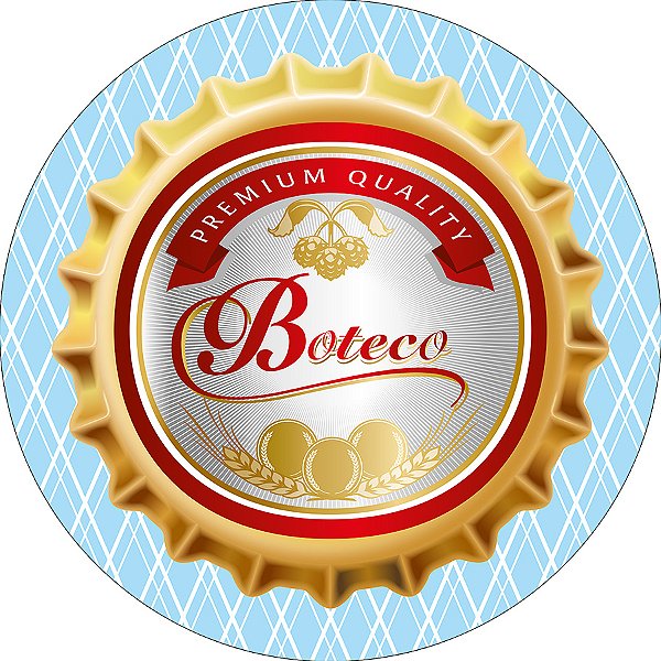 Painel De Festa Redondo 1,50x1,50 - Boteco Azul Frame Tampa de Cerveja 017
