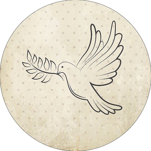 Painel De Festa Redondo 1,50x1,50 - Batizado Espirito Santo Bege 024