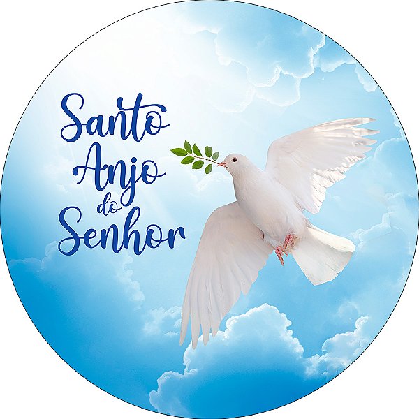 Painel De Festa Redondo 1,50x1,50 - Batizado Santo Anjo Azul 030