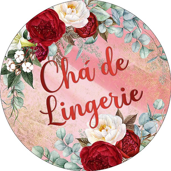 Painel De Festa Redondo 1,50x1,50 - Chá Lingerie Floral 012