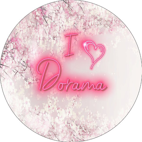 Painel De Festa Redondo 1,50x1,50 - I Love Dorama Rosa 003