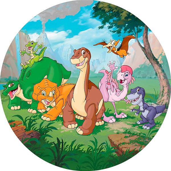 Painel De Festa Redondo 1,50x1,50 - Vale dos Dinossauros 009