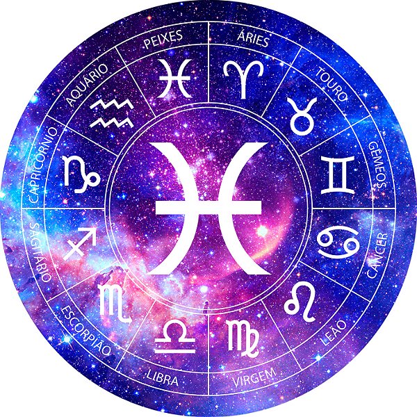 Painel De Festa Redondo 1,50x1,50 - Signo do Zodíaco Peixes 032