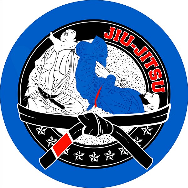 Painel De Festa Redondo 1,50x1,50 - Lutadores Jiu-Jitsu Azul 038