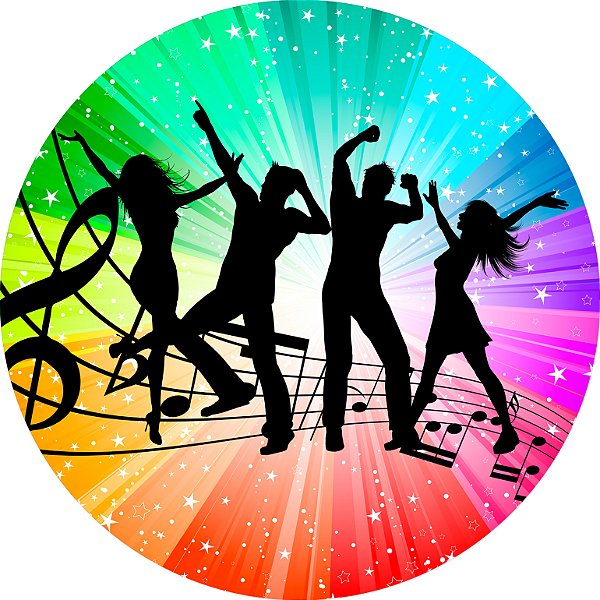 Painel De Festa Redondo 1,50x1,50 - Festa Anos 60 Colorido 013