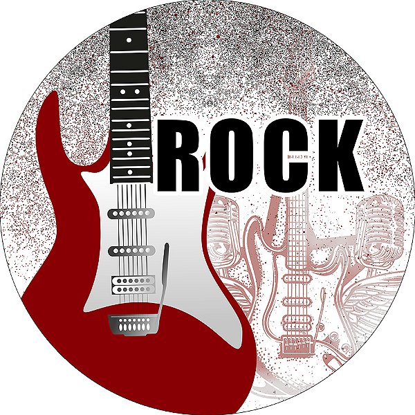 Painel De Festa Redondo 1,50x1,50 - Rock and Roll Guitarra 018