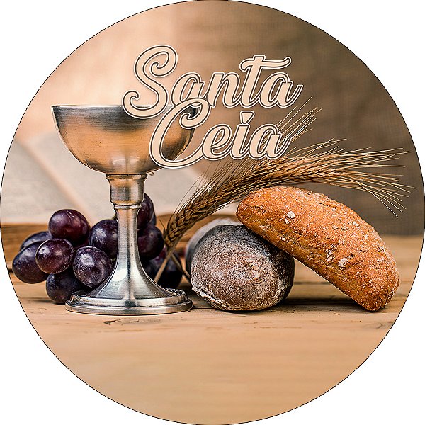 Painel De Festa Redondo 1,50x1,50 - Santa Ceia Pão e Vinho 006