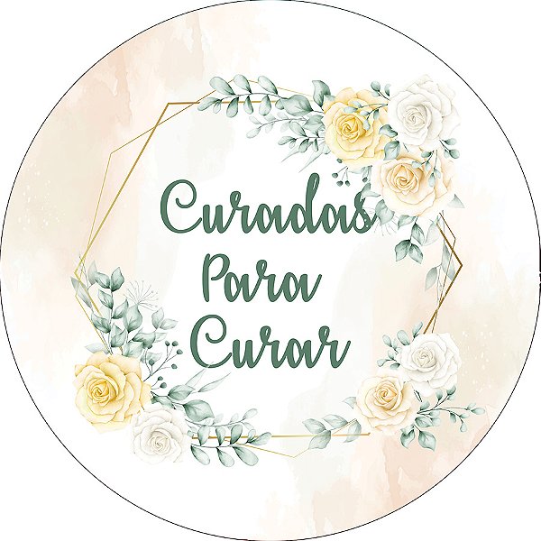 Painel De Festa Redondo 1,50x1,50 - Curadas Para Curar Bege Floral 032