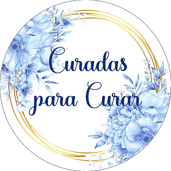 Painel De Festa Redondo 1,50x1,50 - Curadas Para Curar Azul Floral 033