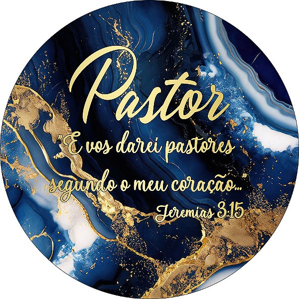 Painel De Festa Redondo 1,50x1,50 - Pastor Efeito Mármore Dourado e Azul 041