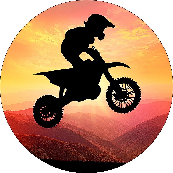 Painel De Festa Redondo 1,50x1,50 - Motocross Pôr do Sol 005
