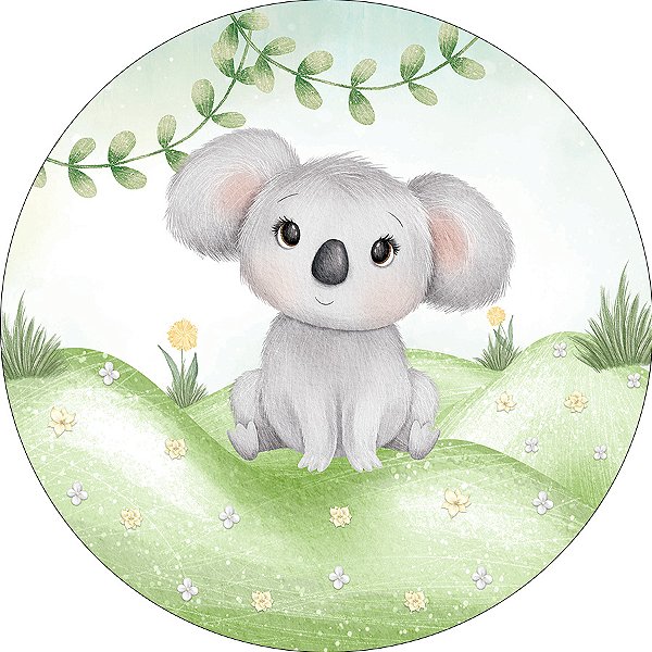 Painel De Festa Redondo 1,50x1,50 - Safari Coala Cute 048