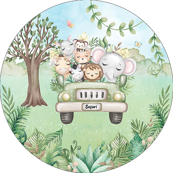 Painel De Festa Redondo 1,50x1,50 - Safari Aventura na Selva 067