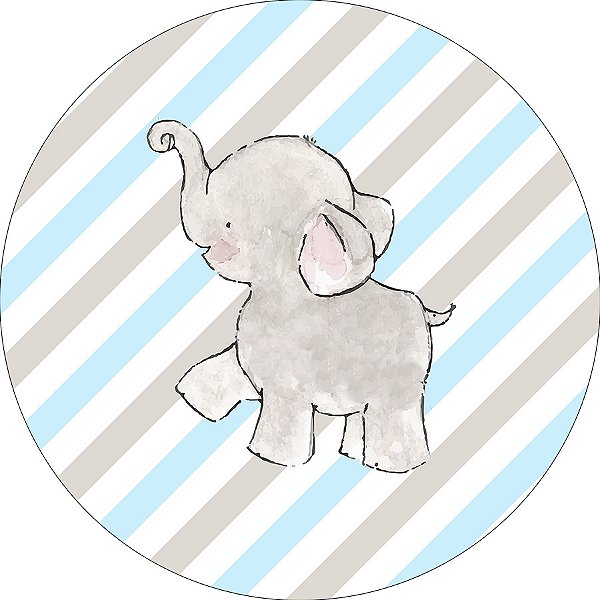 Painel De Festa Redondo 1,50x1,50 - Chá de Bebê Elefante Cute 062