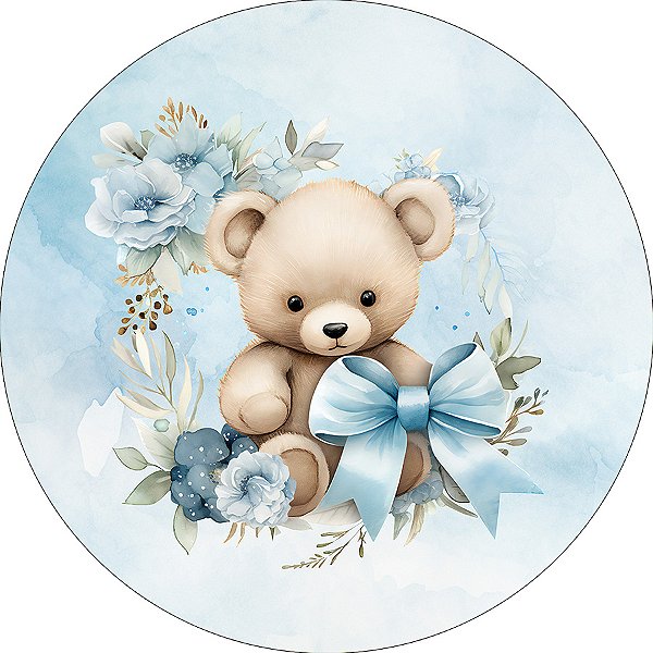 Painel De Festa Redondo 1,50x1,50 - Chá de Bebê Flores e Laços 075