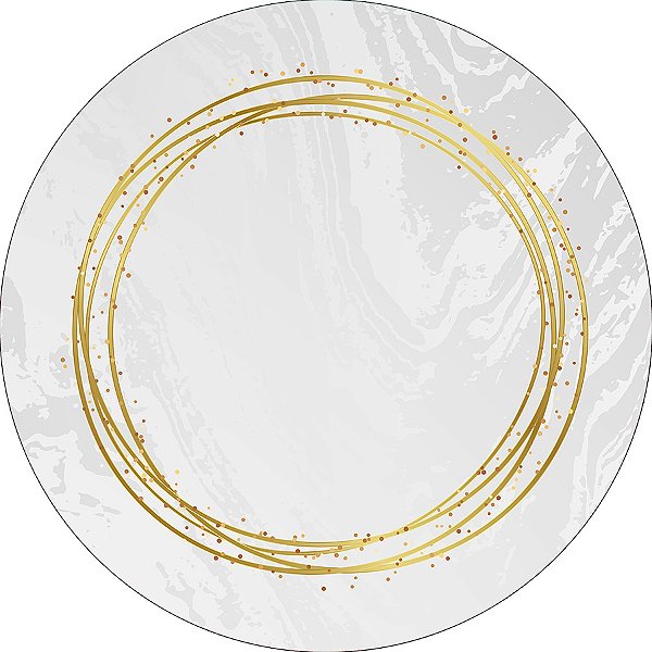 Painel De Festa Redondo 1,50x1,50 - Efeito Mármore com Circulo Dourado 038