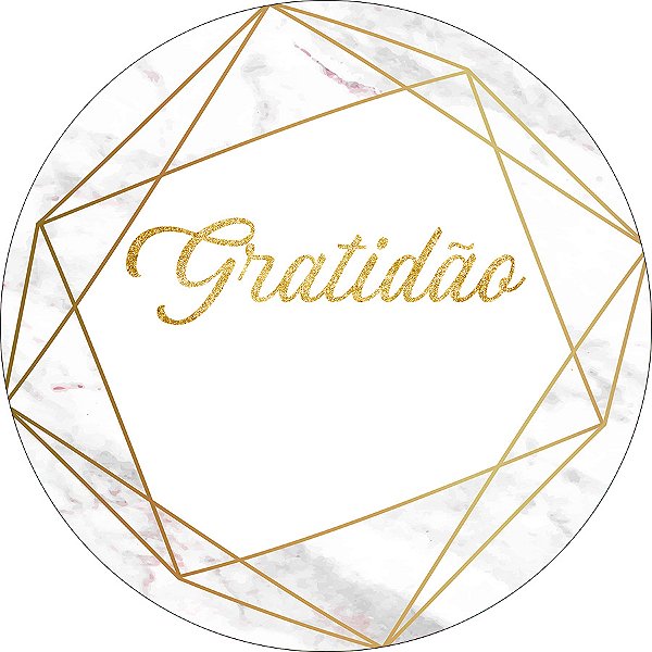 Painel De Festa Redondo 1,50x1,50 - Gratidão Geométrico Dourado 084
