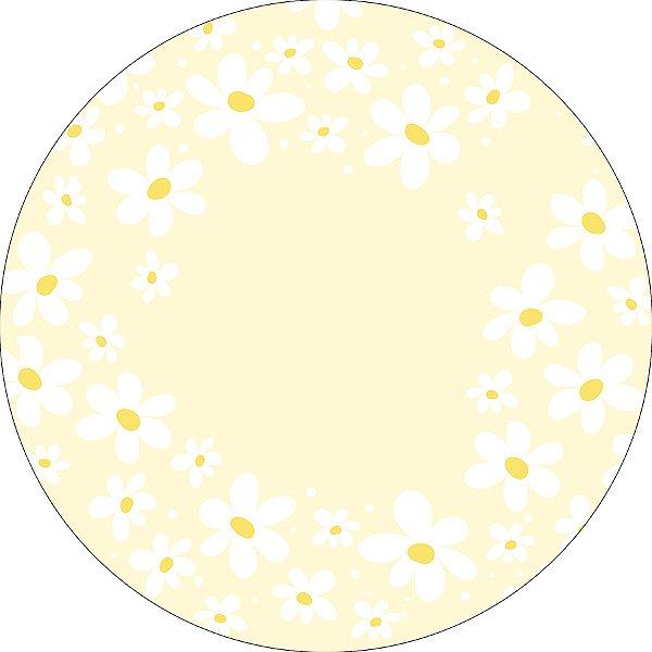 Painel De Festa Redondo 1,50x1,50 - Margaridas Fundo Amarelo 141