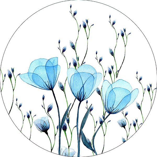 Painel De Festa Redondo 1,50x1,50 - Tulipas Azuis 160