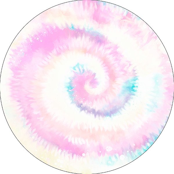 Painel De Festa Redondo 1,50x1,50 - Tie Dye Cores Pastéis 002