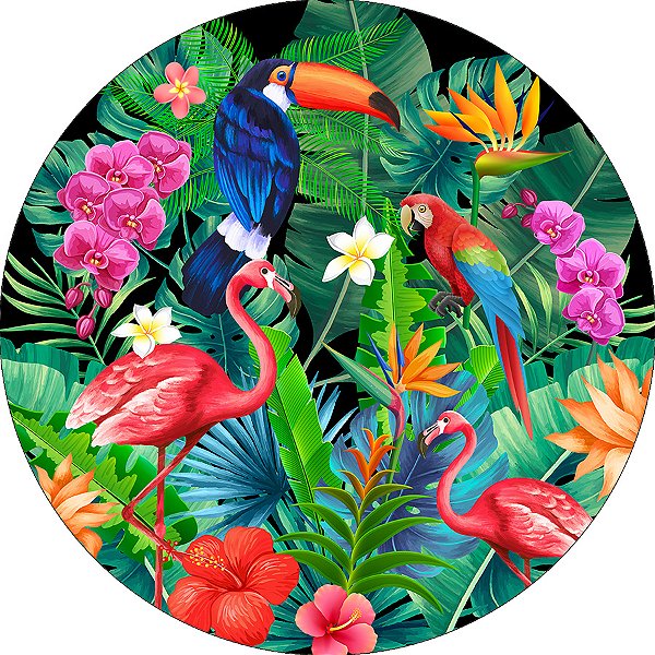 Painel De Festa Redondo 1,50x1,50 - Tropical Floresta Amazonica 008