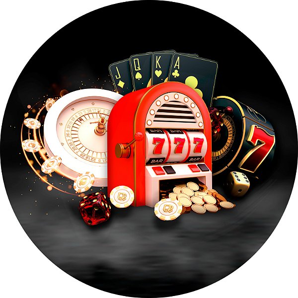 Painel De Festa Redondo 1,50x1,50 - Cassino Jogos 002