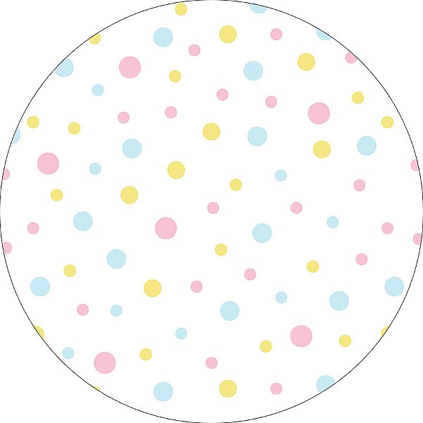 Painel De Festa Redondo 1,50x1,50 - Branco com Póas Coloridas 004