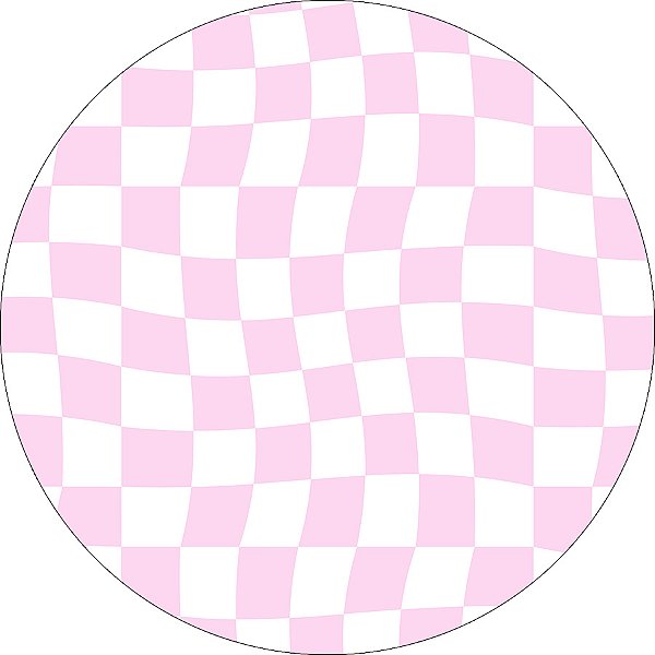 Painel De Festa Redondo 1,50x1,50 - Estampa Quadriculado Rosa Suave 045