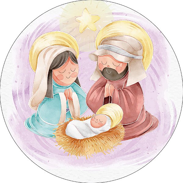 Painel De Festa Redondo 1,50x1,50 - Natal Nascimento Jesus 011