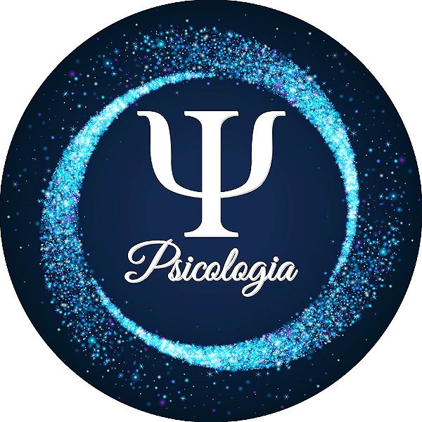 Painel De Festa Redondo 1,50x1,50 - Profissão Psicologia Efeito Glitter Azul 009