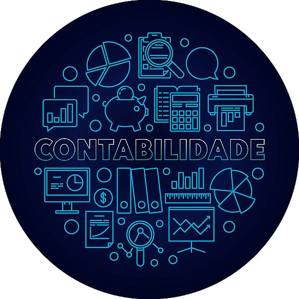 Painel De Festa Redondo 1,50x1,50 - Profissão Contabilidade Efeito Neon Azul 010