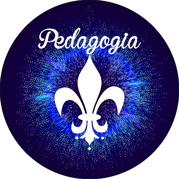 Painel De Festa Redondo 1,50x1,50 - Profissão Pedagogia Azul Efeito Brilhos 025