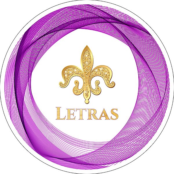 Painel De Festa Redondo 1,50x1,50 - Profissão Letras Lilás com Dourado 030