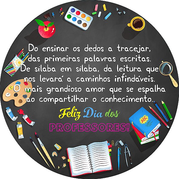 Painel De Festa Redondo 1,50x1,50 - Dia dos Professores Mesa de Estudos 036