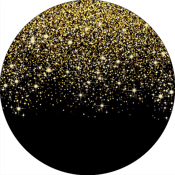 Painel De Festa Redondo 1,50x1,50 - Efeito Glitter Dourado 010