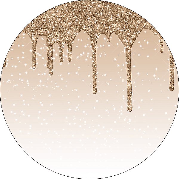 Painel De Festa Redondo 1,50x1,50 - Efeito Glitter Bege Escorrendo 025