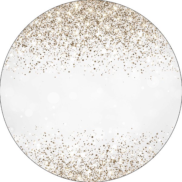Painel De Festa Redondo 1,50x1,50 - Branco com Efeito Glitter 027
